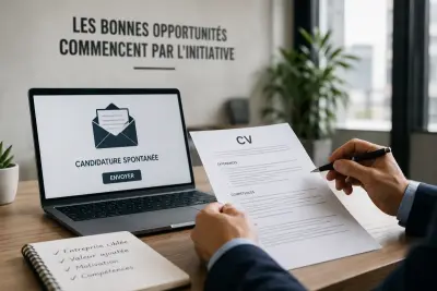 Personne rédigeant un email de candidature spontanée sur son ordinateur