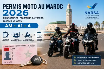 Jeune motard passant son examen pratique du permis moto au Maroc