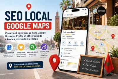 Carte Google Maps affichant des commerces locaux au Maroc