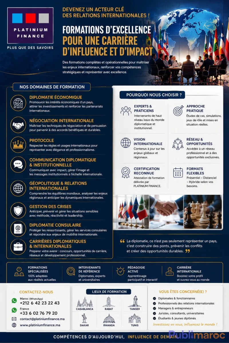 FORMATION DIPLOMATIE ÉCONOMIQUE - NÉGOCIATION - PROTOCOLE - GÉOPOLITIQUE