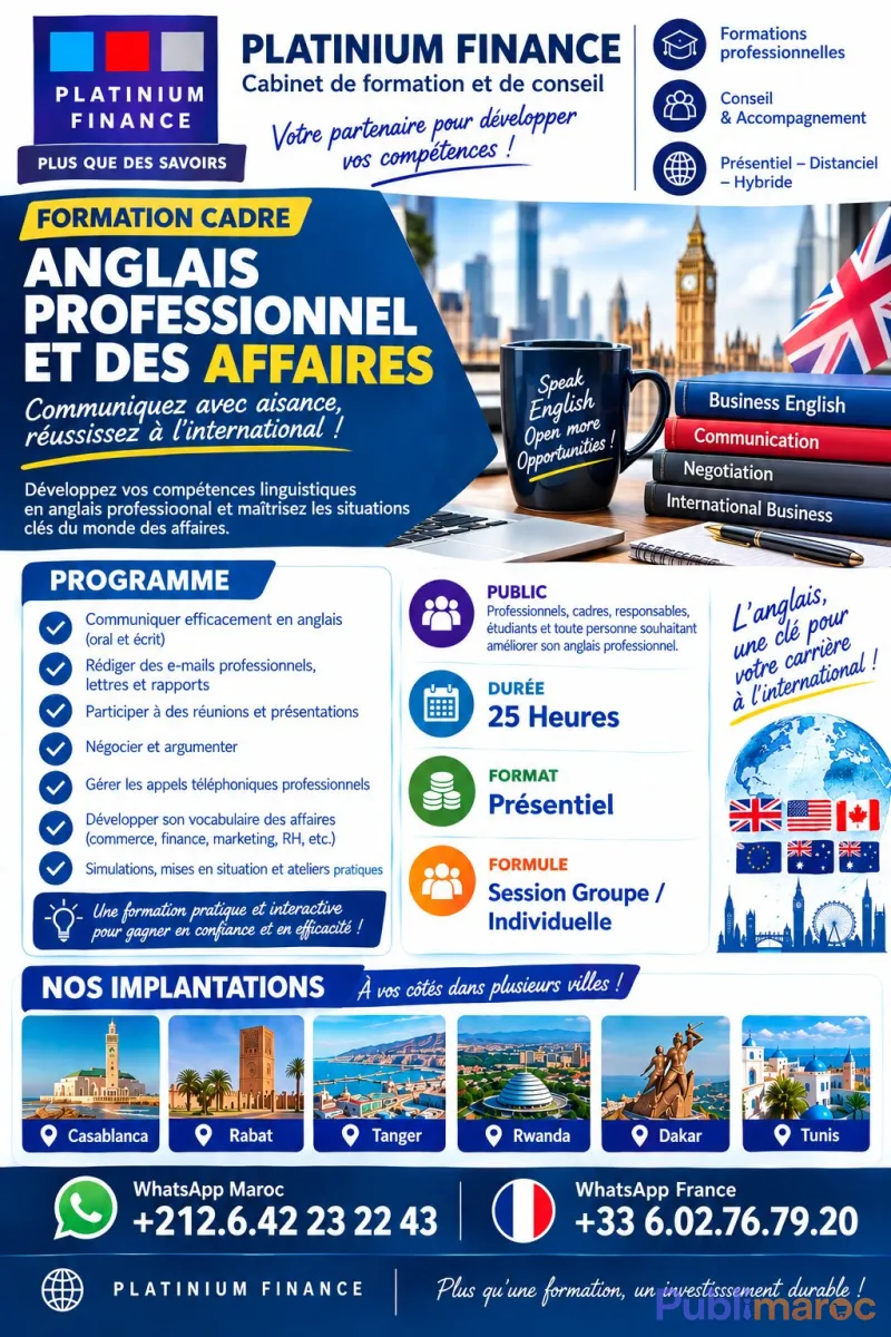 FORMATION ANGLAIS PROFESSIONNEL & DES AFFAIRES