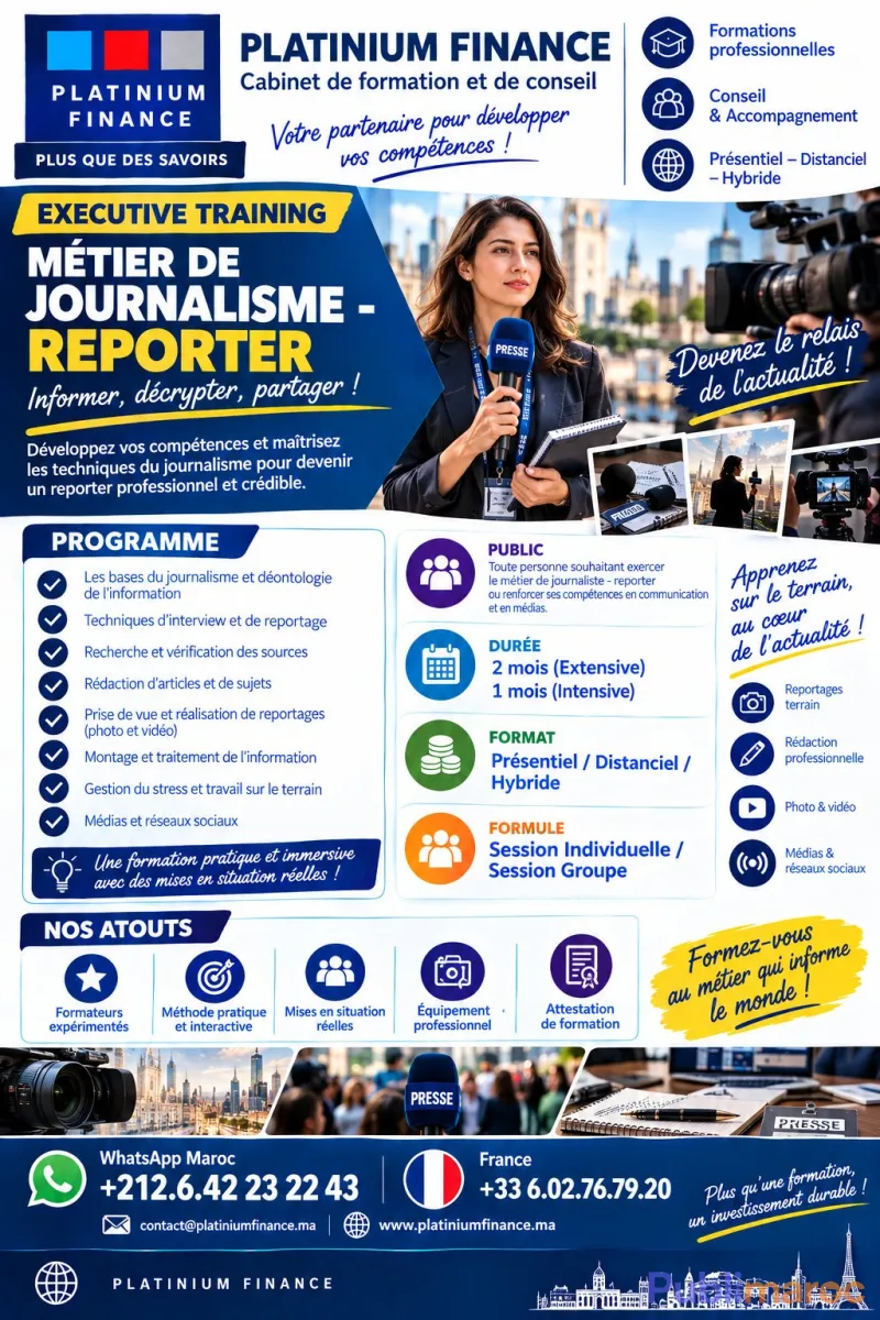 FORMATION MÉTIER - HAUT CADRE : JOURNALISME – REPORTER photo 1