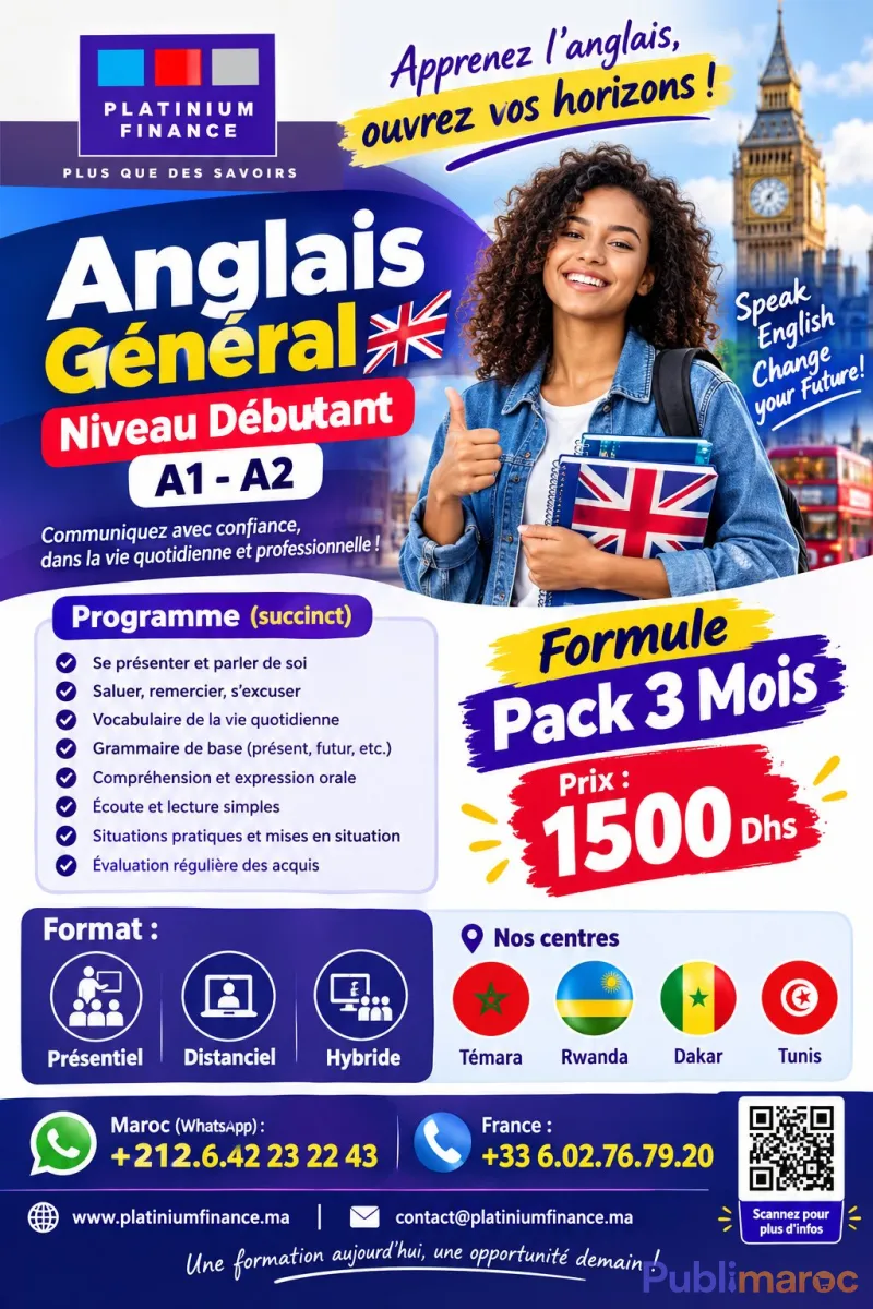 FORMATION ANGLAIS GÉNÉRAL – NIVEAU A1 – A2