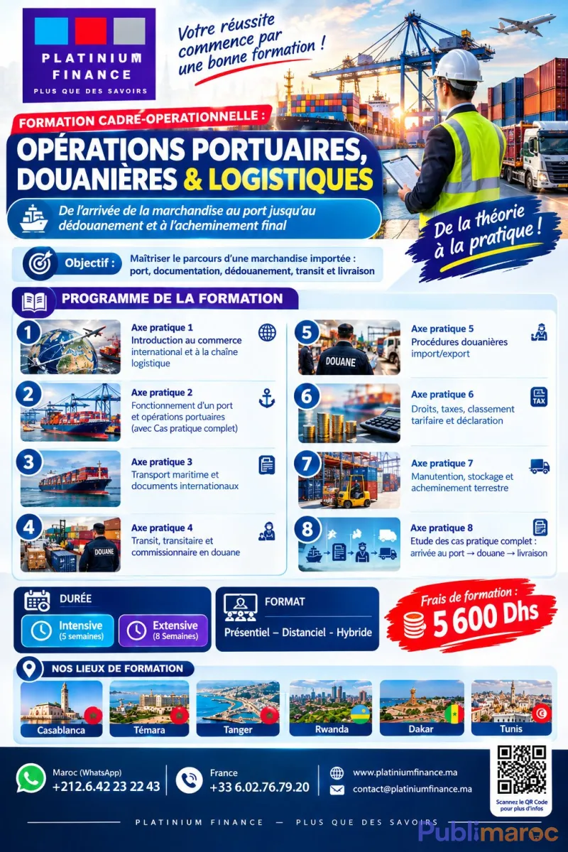 FORMATION OPÉRATIONS PORTUAIRES, DOUANIÈRES & LOGISTIQUES