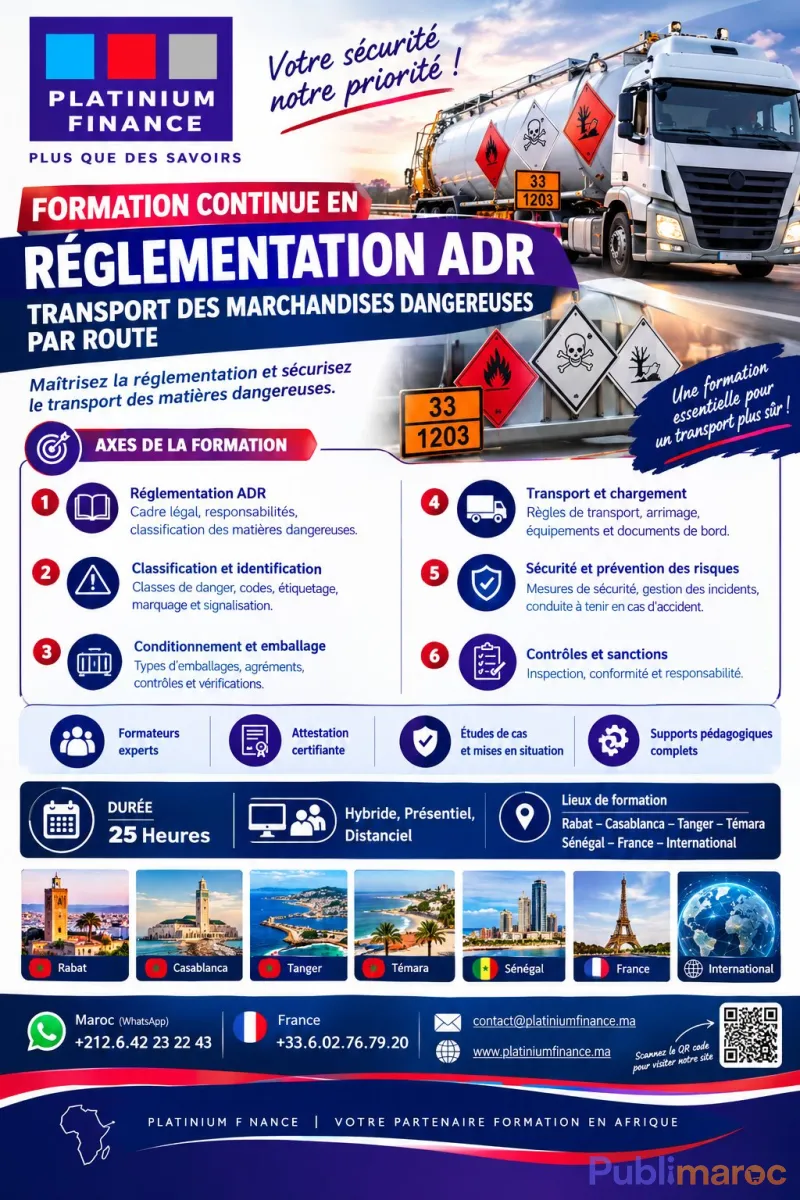 Formation continue ADR – Transport des marchandises dangereuses par route