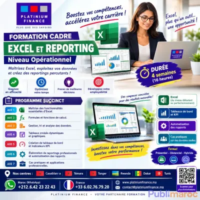 FORMATION EXCEL ET REPORTING – NIVEAU OPÉRATIONNEL