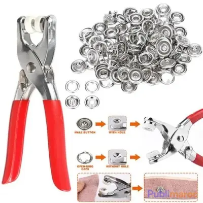Pince de pose de boutons-pression avec boîte de boutons – Outil pratique pour la couture et la réparation des vêtements photo 2