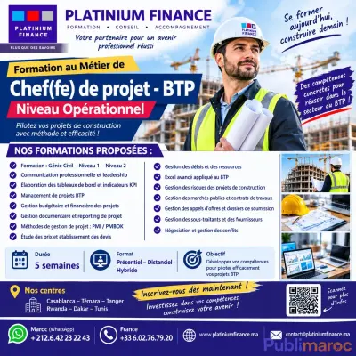 FORMATION PROFESSIONNELLE AU MÉTIER DE CHEF(FE) DE PROJET BÂTIMENT & BTP photo 1